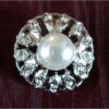 Bouton strass avec coeur perle imitation 15mm