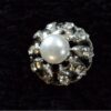 Bouton strass avec coeur perle imitation 15mm