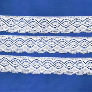 Dentelle BLANC 32mm, ruban dentelle crochet fine, 100% coton