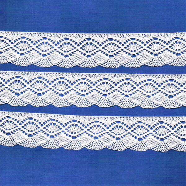 Dentelle BLANC 32mm, ruban dentelle crochet fine, 100% coton