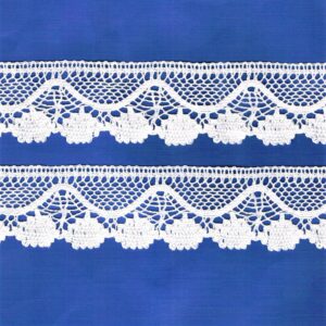 Dentelle crochet BLANC 50mm, ruban dentelle 100% coton