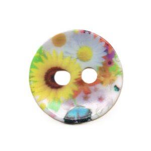 Bouton décoratif 34mm, marguerite, tournesol avec 2-trous