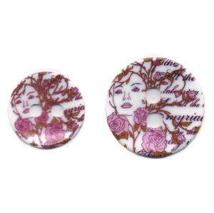 Bouton décoratif 35mm45mm avec 2-trous la dame rose