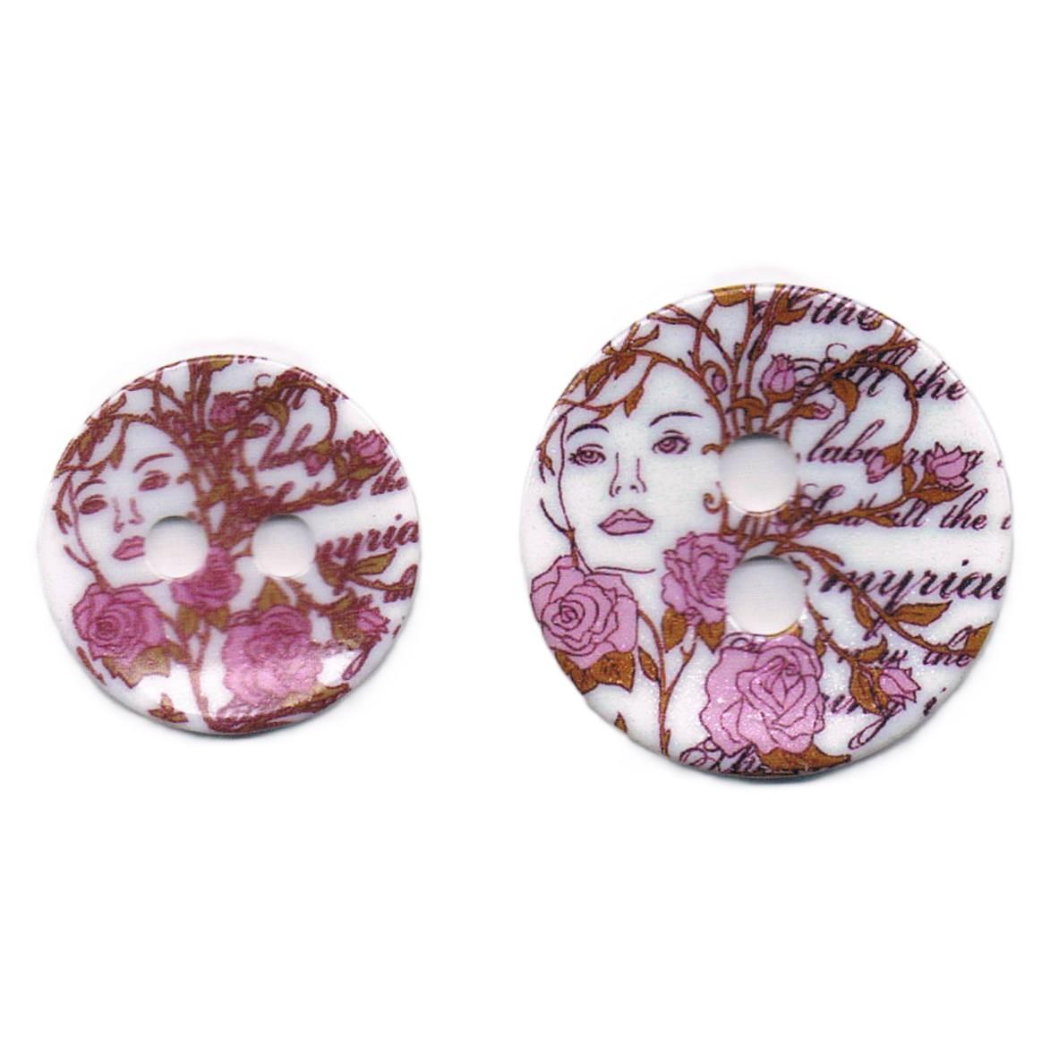 Bouton décoratif 35mm45mm avec 2-trous la dame rose