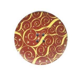 Bouton décoratif 40mm, bois déco, marron, ocre à 4-trous