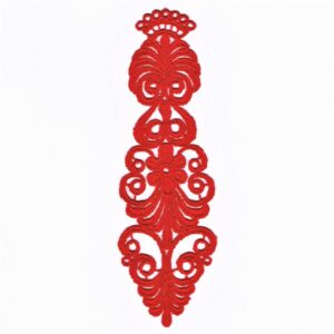 écusson Dentelle fleur épaulette rouge à coudre grand format 16.0 x 4.5 cm