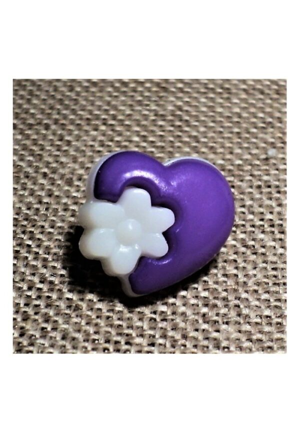 Bouton coeur fantaisie violet, 14mm, bouton enfant,