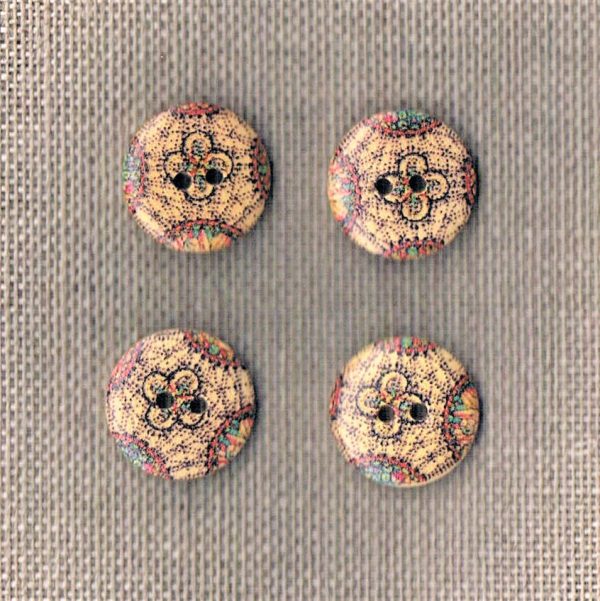 Bouton fantaisie bois, 18mm 2-trous