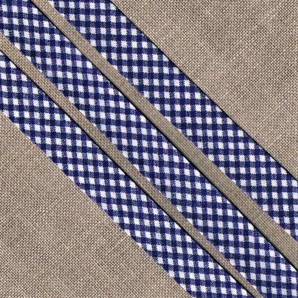 Ruban Biais Vichy 20mm bleu marine carreaux
