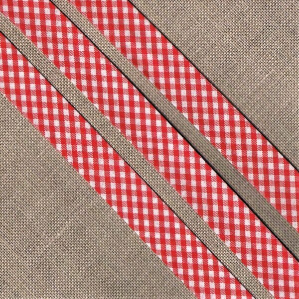 Ruban Biais Vichy 20mm rouge carreaux
