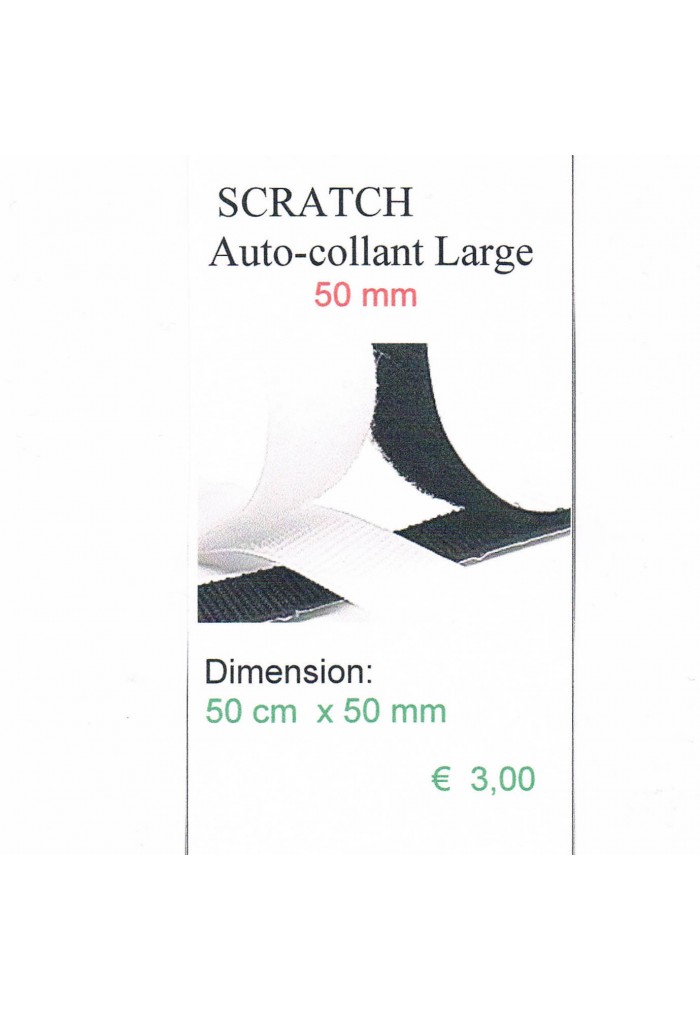 Velcro Scratch auto adhessif en 50 mm noir, bande Scratch autocolla