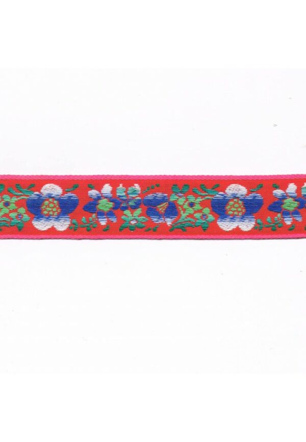 Ruban / Galon folklorique 30mm tissé 100 % Coton, rouge, bleu, vert, blanc