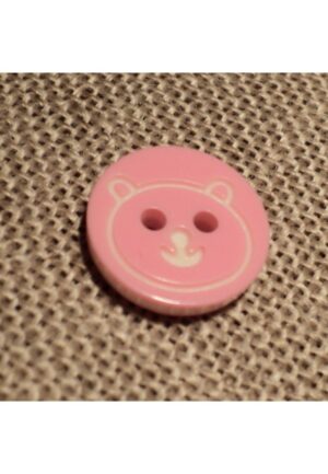 Bouton ours rose 12mm 2-trous Petit Bouton Bébé