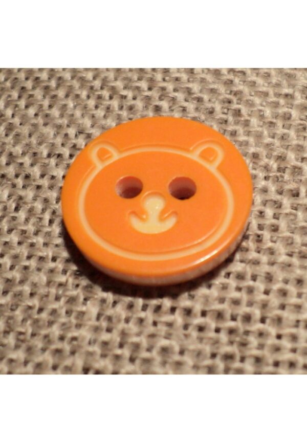 Bouton ours orange 12mm 2-trous Petit Bouton Bébé