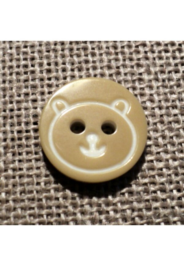 Bouton ours beige 12mm 2-trous Petit Bouton Bébé