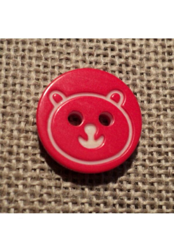 Bouton ours rouge 12mm 2-trous Petit Bouton Bébé