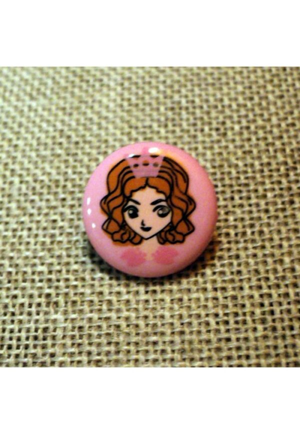 Bouton Princesse rose bonbon 14mm, Petit bouton enfant