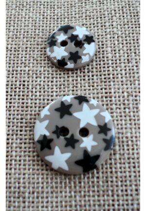 Bouton étoiles gris 13mm/18mm 2-trous