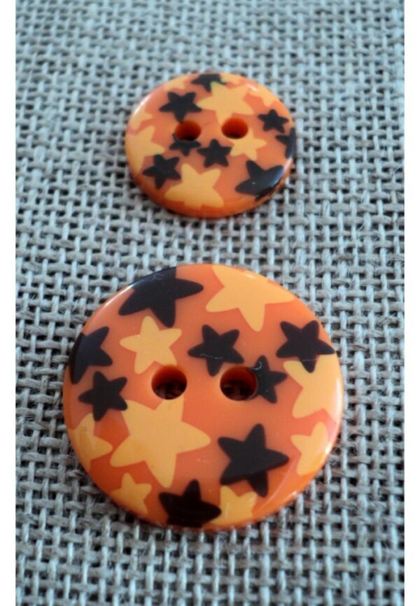 Bouton étoiles orange 13mm/18mm 2-trous