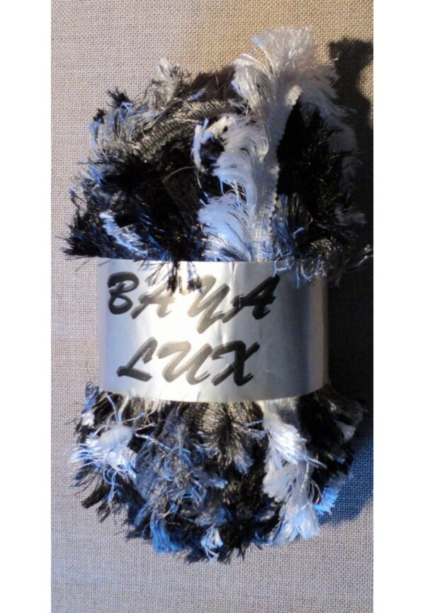Ruban Laine frange gris/noir/blanc 150 gr Baya Luxe, gros laine