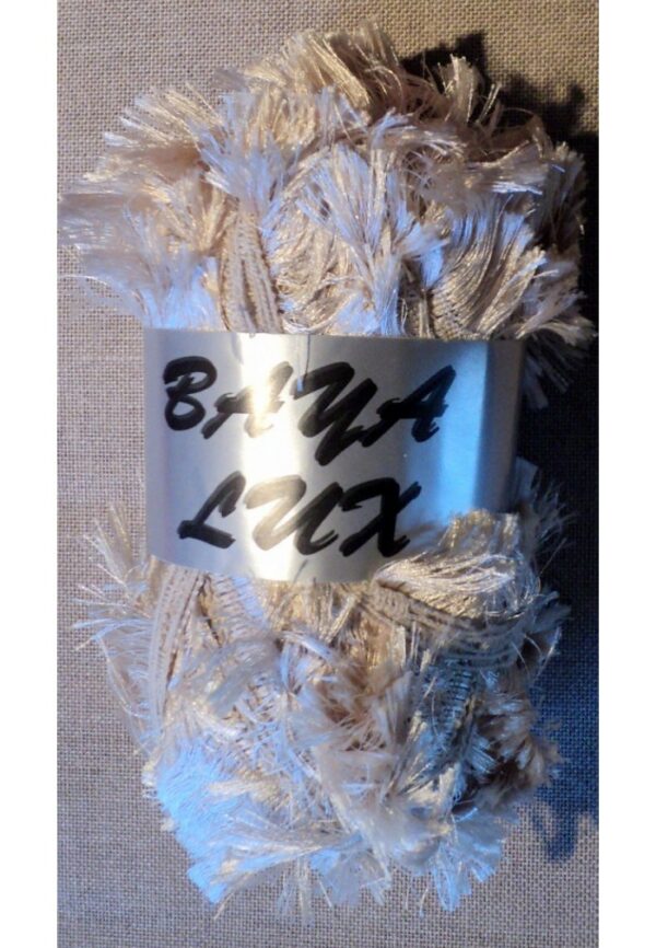 Ruban Laine frange beige 150 gr Baya Luxe, gros laine