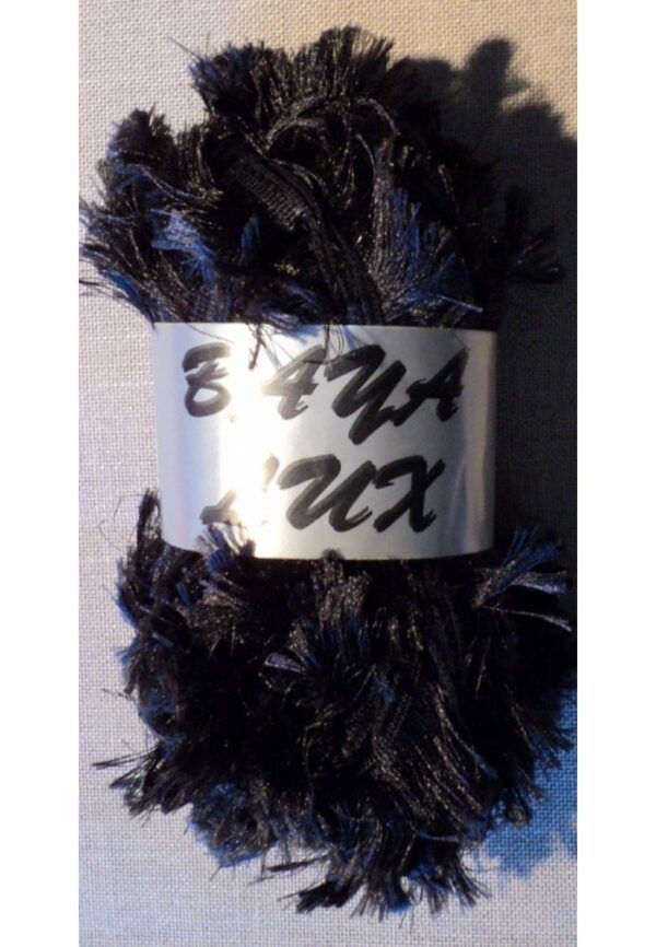 Ruban Laine frange noir 150 gr Baya Luxe, gros laine