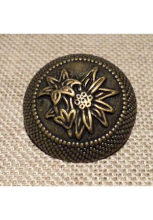 Bouton métal tyrolien "Edelweiss" bronze 25mm, Bouton folklorique