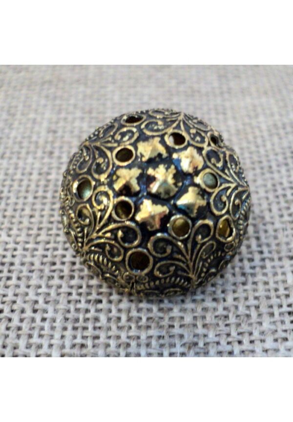 Bouton boule baroque doré 16mm métal filigrane