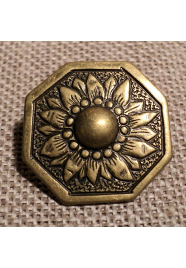 Bouton tournesol métal relief bronze 21mm