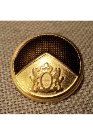 Bouton métal blason doré 21mm avec lions et couronne