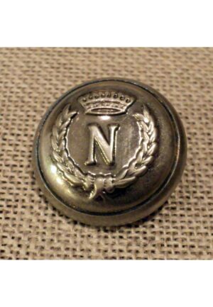 Bouton métal vieil argent Napoléon couronne de laurier 20mm