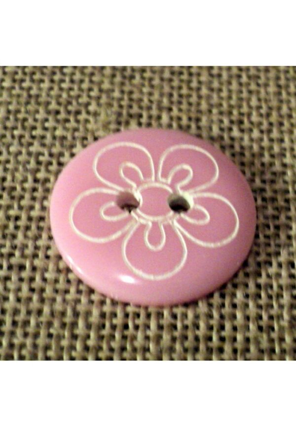 Bouton enfant 18mm 2-trous rose fleur