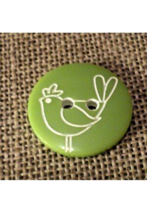 Bouton enfant 18mm 2-trous vert olive oiseaux