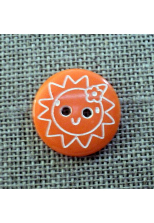 Bouton enfant 18mm 2-trous orange soleil