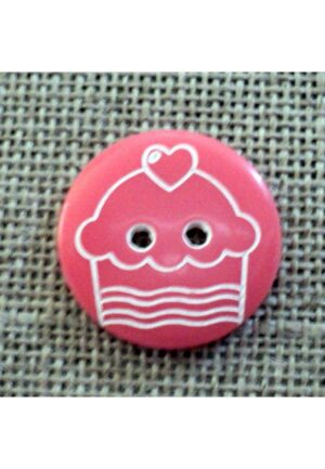 Bouton enfant 18mm 2-trous rose fuchsia cupcake