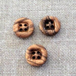 Bouton en bois naturel 15mm 4-trous, petit bouton bois