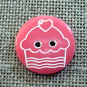 Bouton enfant 18mm 2-trous rose fuchsia cupcake