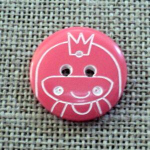 Bouton enfant 18mm 2-trous rose fuchsia princesse