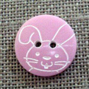 Bouton enfant 18mm 2-trous rose clair lapin
