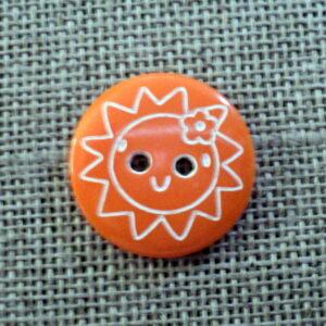 Bouton enfant 18mm 2-trous orange soleil