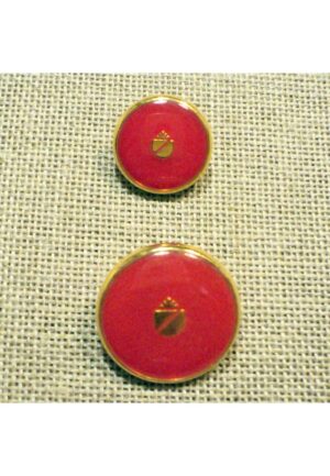 Bouton métal doré rouge 15/20mm avec blason et couronne