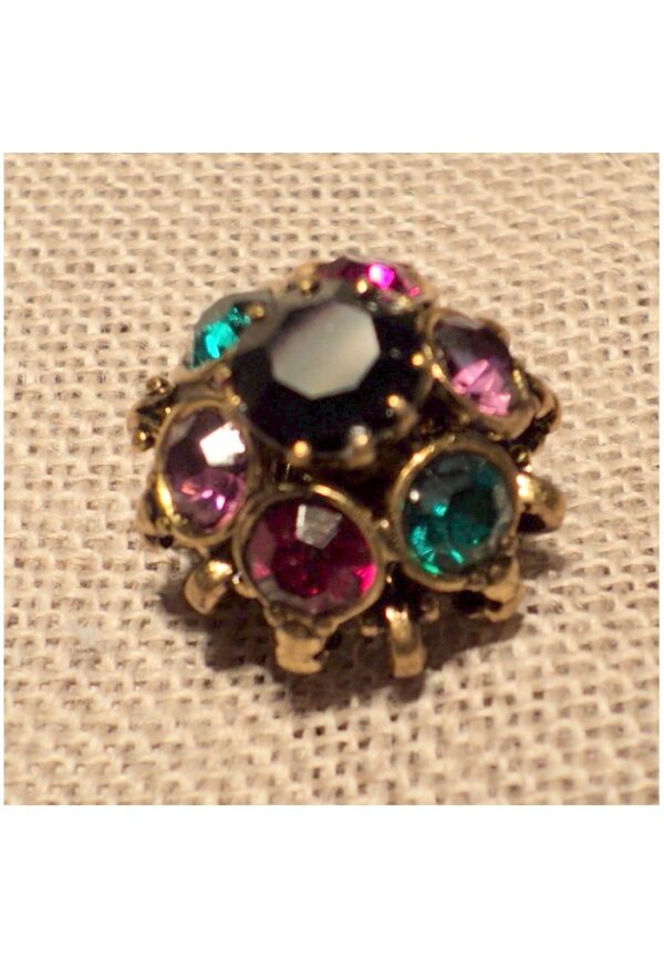 Bouton métal strass couleurs 18mm