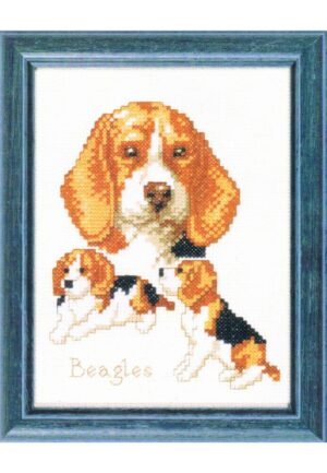 Kit au point de croix 13x17cm "Beagle", Aïda, au point compté