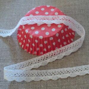 Dentelle blanc 13mm 100% coton crochet fine, ruban dentelle