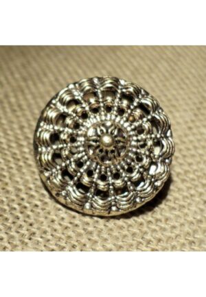 Bouton baroque argenté 18mm métal filigrane