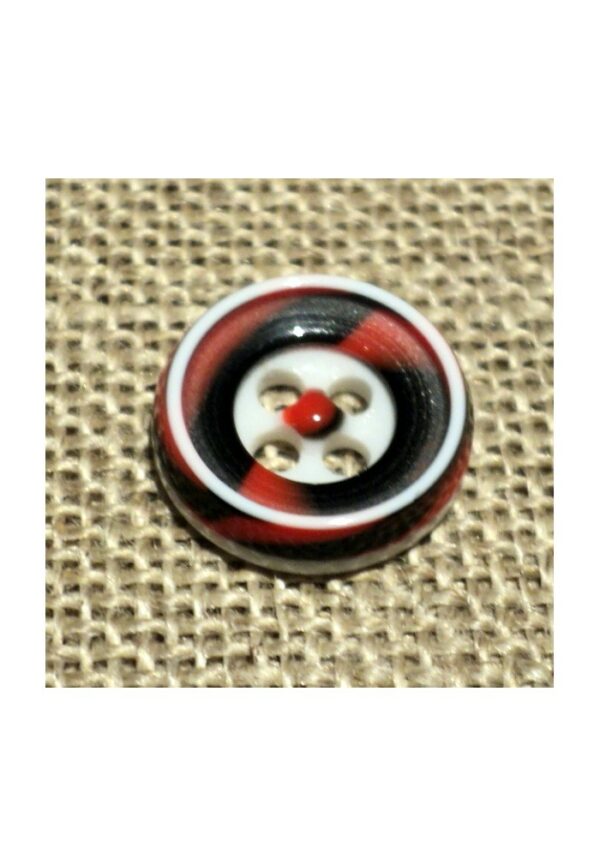 Bouton chemise 12mm 4-trous Petit bouton button down, rouge-noir-blanc