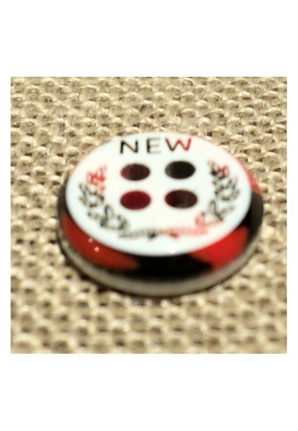 Bouton chemise 11mm 4-trous Petit bouton button down, blanc avec couronne de laurier noir et rouge