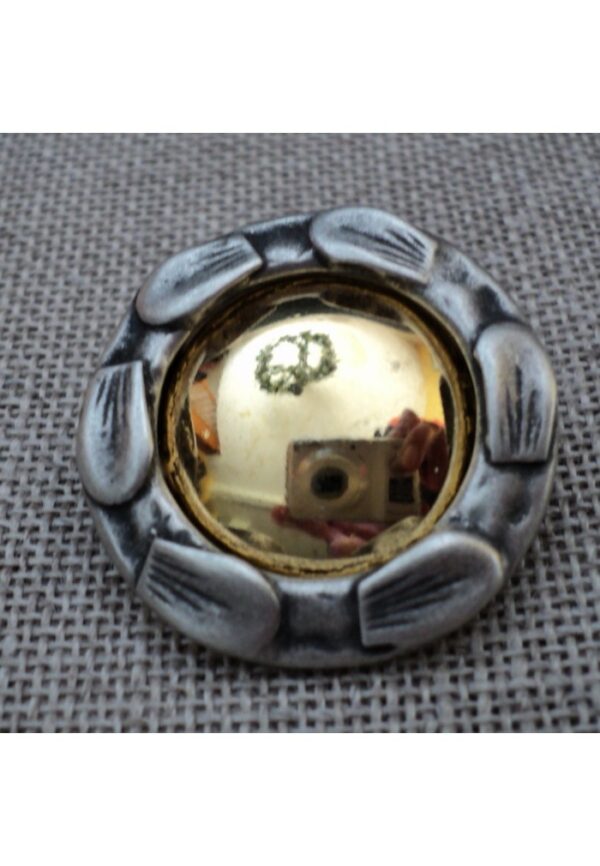 Bouton métal manteau 28mm mirroir doré avec couronne argenté