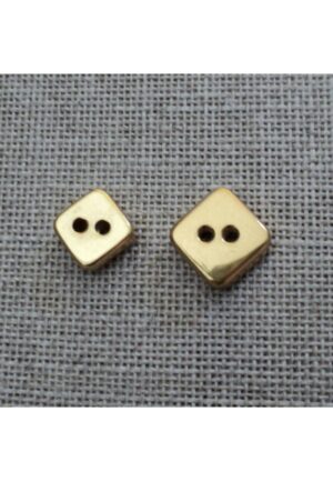 Bouton métal mirroir doré 9mm / 11 mm carré 2-trous, un petit bouton