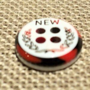 Bouton chemise 11mm 4-trous Petit bouton button down, blanc avec couronne de laurier noir et rouge